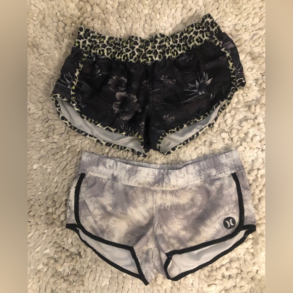 Hurley Pants - $12 for 2 Women’s Vintage Hurley Boardshorts black/animal print & tye dye Small